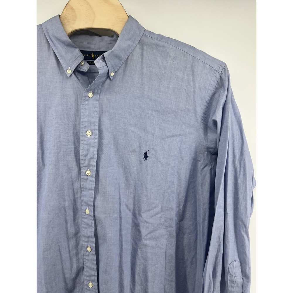 Ralph Lauren 3XB Mens Button Down Shirt Light Blue Classic Fit Long Sleeved
